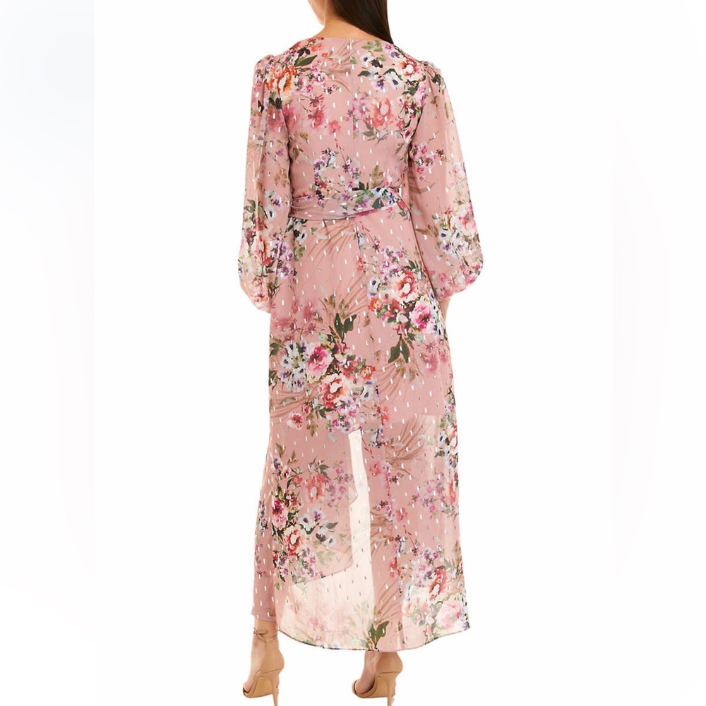 Eliza J Women’s long sleeve floral foil print chiffon dress - Picture 5 of 8